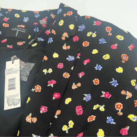 Tahari ASL Floral Toss Black Blazer Jacket – Size L – NWT Colorful Print - Picture 6 of 13